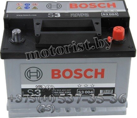 Аккумулятор Bosch S3 S3004 553400047 (53Ah) 470А
